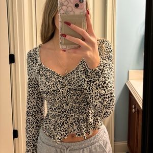 Urban Outfitters Cheetah Print Cinched Blouse